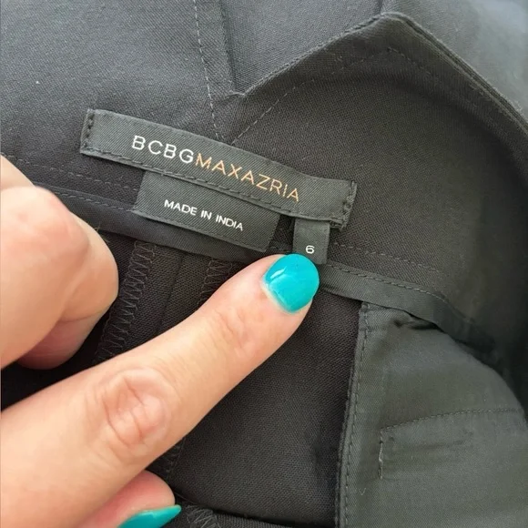 BCBGMaxAzria Wide Leg Wool Capri Pants Flat Front Pockets Zip Black Size 6 - Picture 9 of 10